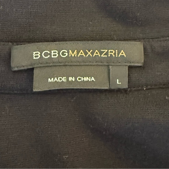 BCBG Maxazria Black Midi Dress Lace Hem Large Office Career Minimalist Neutral - Picture 6 of 12